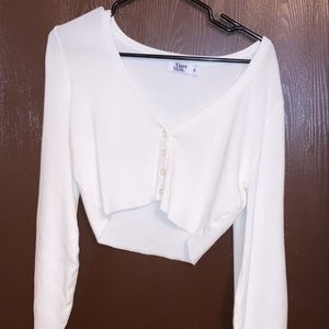 TIGER MIST white button down sweater